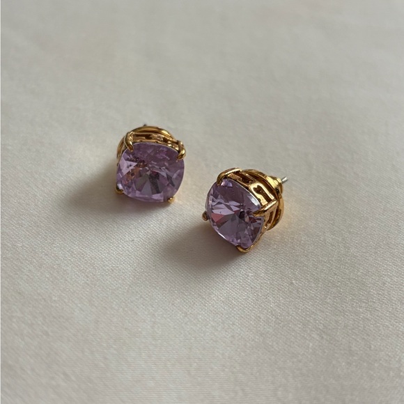 NWOT TORY BURCH gold & lavender studs earrings - Picture 2 of 4
